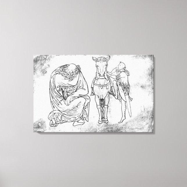 Mann sitzt, Ritter montierte sein Pferd Leinwanddruck (Vorderseite)