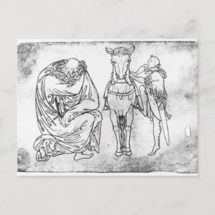 Mann sitzt, Ritter montierte sein Pferd Postkarte