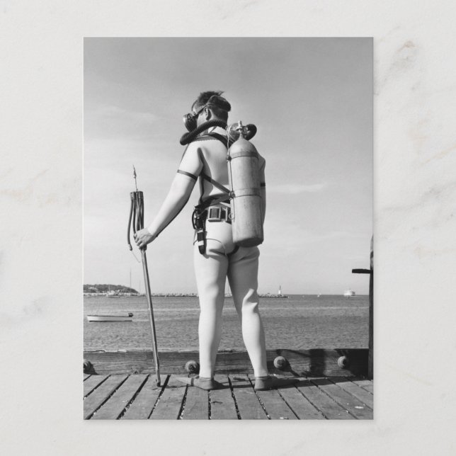 Mann Stehend auf Pier Postkarte (Vorderseite)