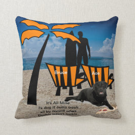 Mann surft Hunde Beach Orange Stühle Kissen
