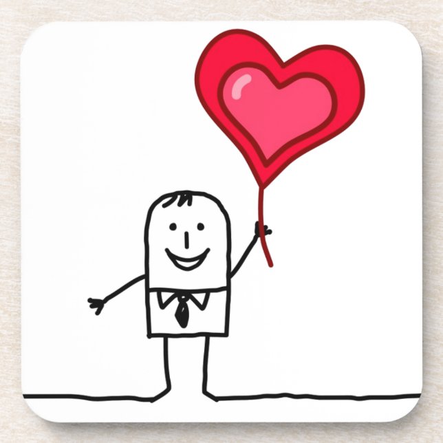 Mann u. Herz Getränkeuntersetzer (Vorderseite)