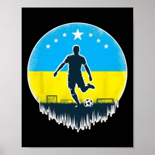 Mann ukrainischer Fußballfan Ukraine-Flagge Street Poster