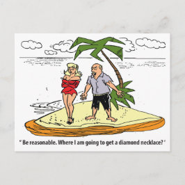 Mann und Frau auf der Wüsteninsel, Funny Vintag Postkarte