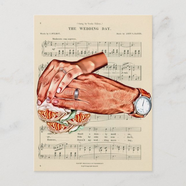 Mann und Frau Bräutigam Paare Kunst Postkarte (Vorderseite)