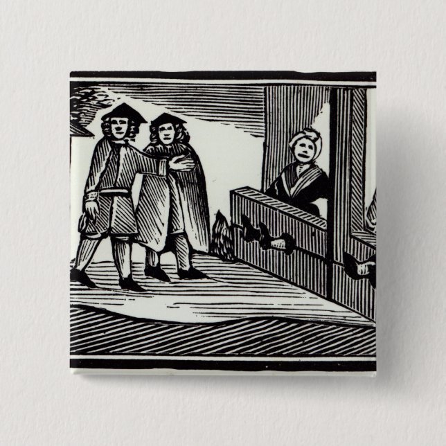 Mann und Frau die auf Lager Button (Vorderseite)