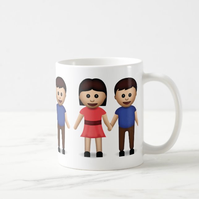 Mann und Frau, die Hände Emoji halten Tasse (Rechts)