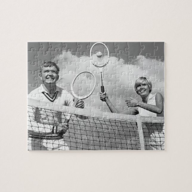 Mann und Frau, die Tennis spielen Puzzle (Horizontal)