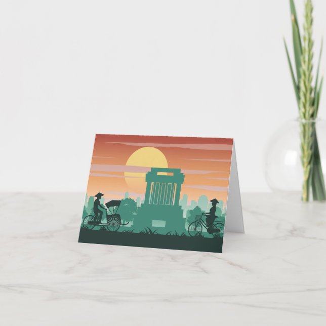 Mann und Frau fahren Fahrrad Dankeskarte (Vorderseite)