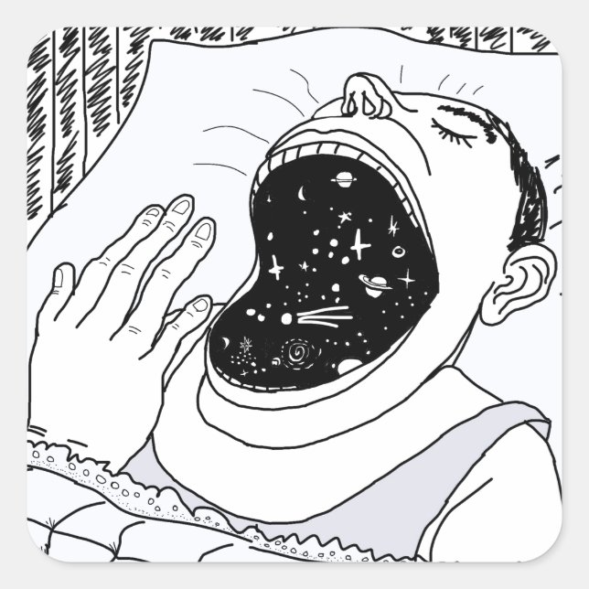 MANN UND KOSMOS QUADRATISCHER AUFKLEBER (Vorderseite)