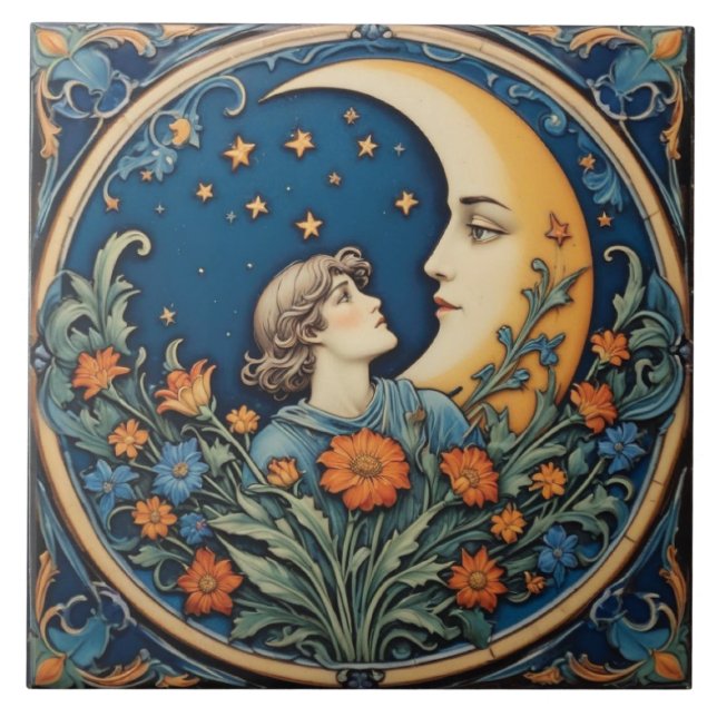 Mann und Mond Fliese (Vorderseite)