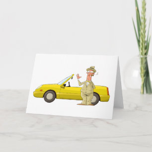 Mann und sein gelbes Auto Dankeschön Karte