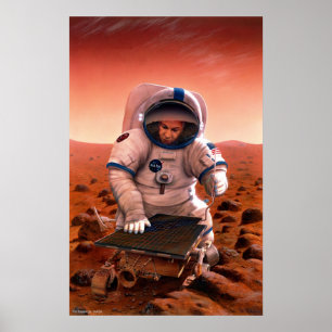 Mann-und Sojourner-Treffen auf Mars Poster