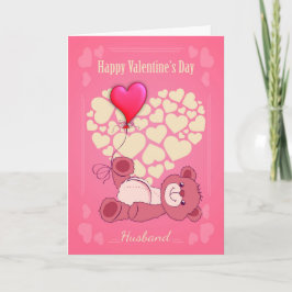 Mann, Valentinstag mit Teddybären und Herz Feiertagskarte