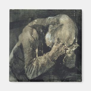 Mann Vincent van Goghs mit seinem Kopf in seinen Magnet