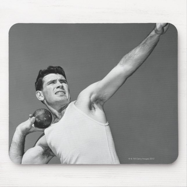 Mann wirft Kugelstoßen Mousepad (Vorne)