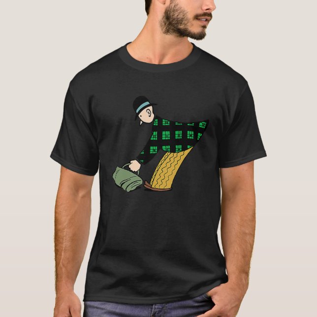 Mann zieht den Koffer hoch T-Shirt (Vorderseite)