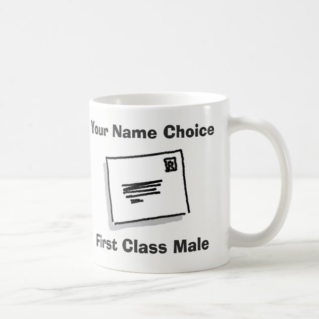 Männchen der ersten Klasse mit Namen. Postman Kaffeetasse (Rechts)