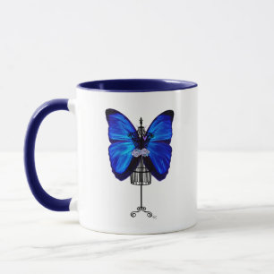 Mannequin-Blau-Schmetterling Tasse
