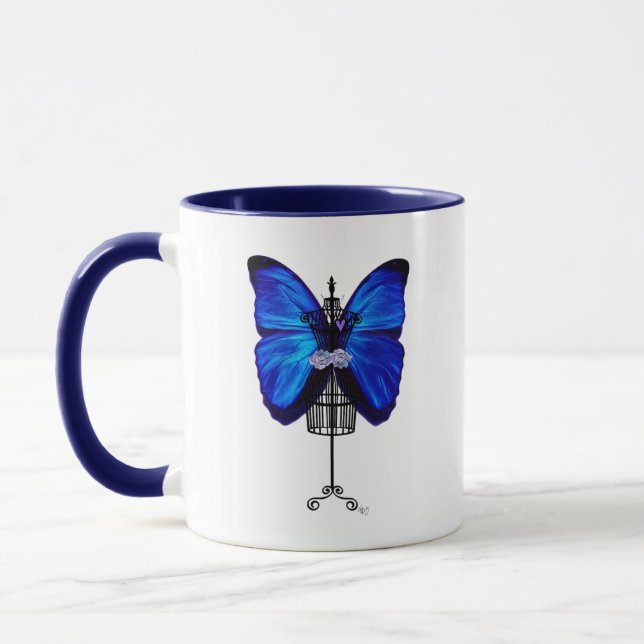 Mannequin Blue Butterfly Tasse (Links)