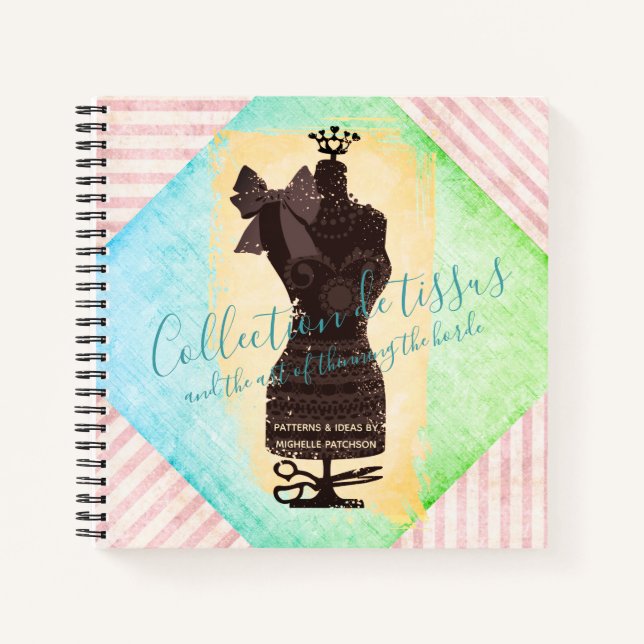 Mannequin Kleiderpuppe Shabby Chic Nähhandwerk Notizbuch (Vorderseite)