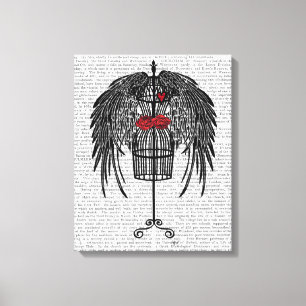 Mannequin mit schwarzen Flügeln Leinwanddruck