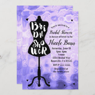 Mannequin Modern Glam Fashion Lila Brautparty Einladung