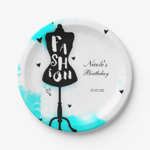 Mannequin-Stand MODE Aqua u. Weiß mit Herzen Pappteller