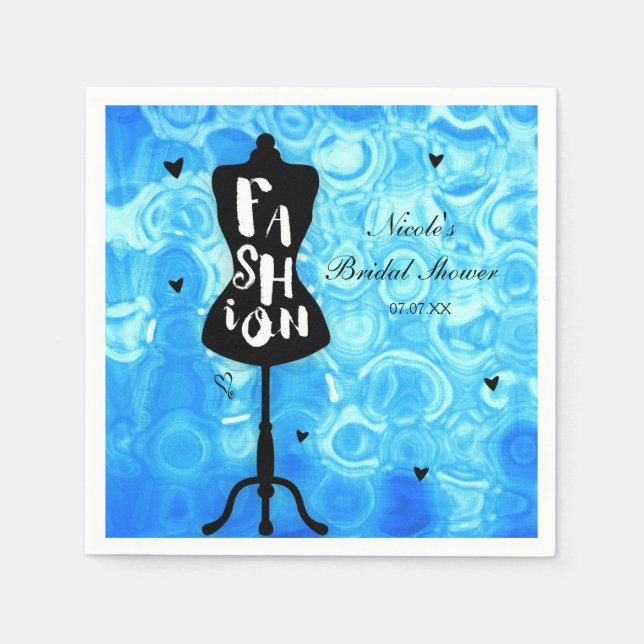 Mannequin Stand Vintag Retro Blue FASHION Party Serviette (Vorderseite)