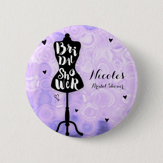 Mannequin Stand Vintag Retro Lila Brautparty Button (Vorderseite)
