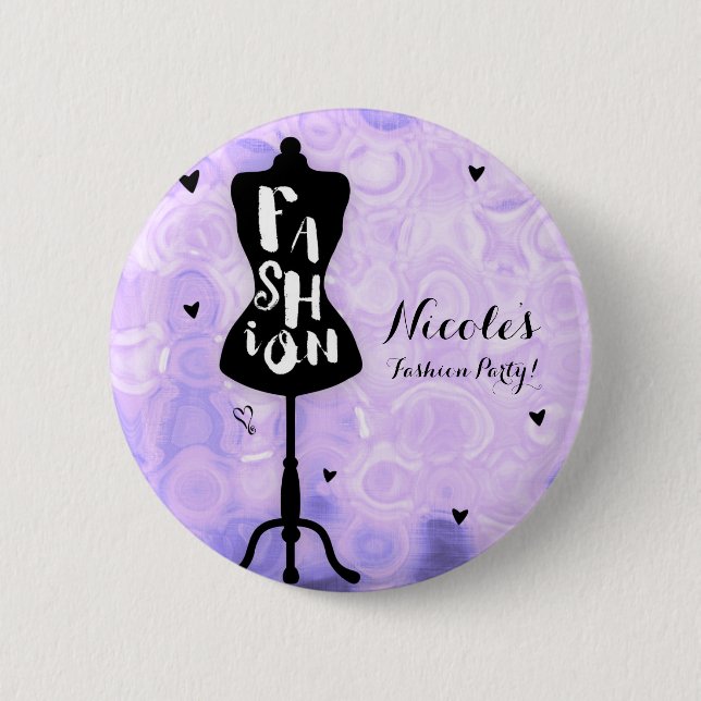 Mannequin Stand Vintag Retro Lila FASHION Party Button (Vorderseite)