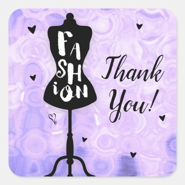 Mannequin Vintag Retro Lila FASHION Gastgeschenk Quadratischer Aufkleber (Vorderseite)