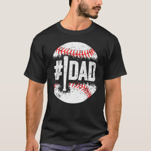 Männer 1 Vater Baseball Nummer Eins Daddy Son Väte T-Shirt