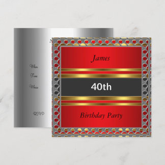 Männer 40. Geburtstag Party Rote Einladung