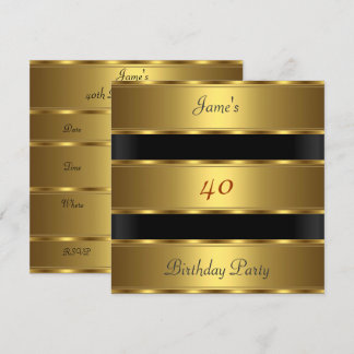 Männer 40. Party Gold Black Einladung