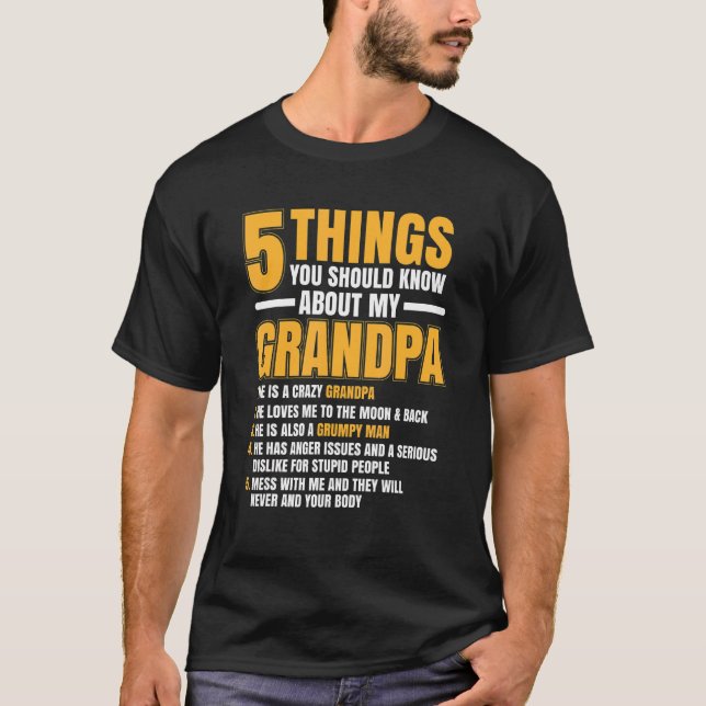 Männer 5 Dinge, die Sie über Großvater Niedlich wi T-Shirt (Vorderseite)