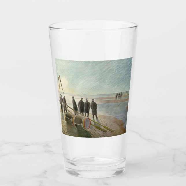 Männer am Strand (gefährliche Arbeit bei Ebbe) Glas (Vorderseite)