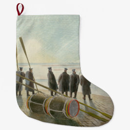 Männer am Strand (gefährliche Arbeit bei Ebbe) Großer Weihnachtsstrumpf