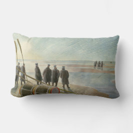 Männer am Strand (gefährliche Arbeit bei Ebbe) Lendenkissen