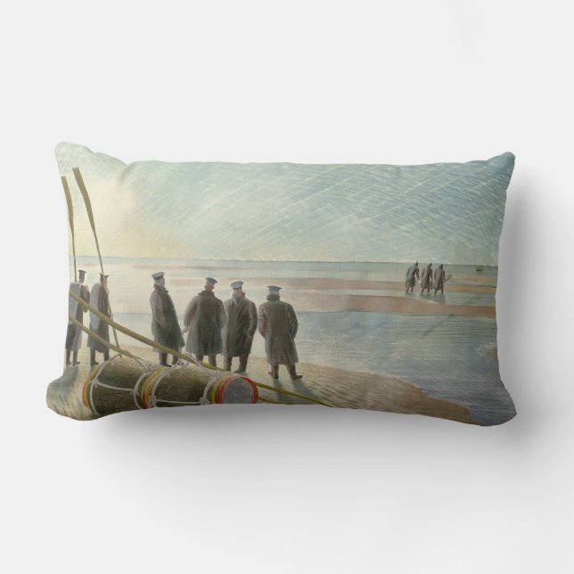 Männer am Strand (gefährliche Arbeit bei Ebbe) Lendenkissen (Vorderseite)