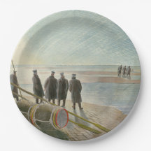 Männer am Strand (gefährliche Arbeit bei Ebbe)