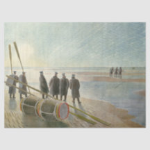 Männer am Strand (gefährliche Arbeit bei Ebbe)