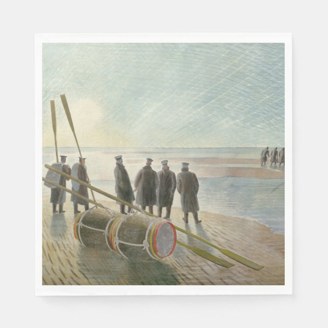 Männer am Strand (gefährliche Arbeit bei Ebbe) Serviette (Vorderseite)