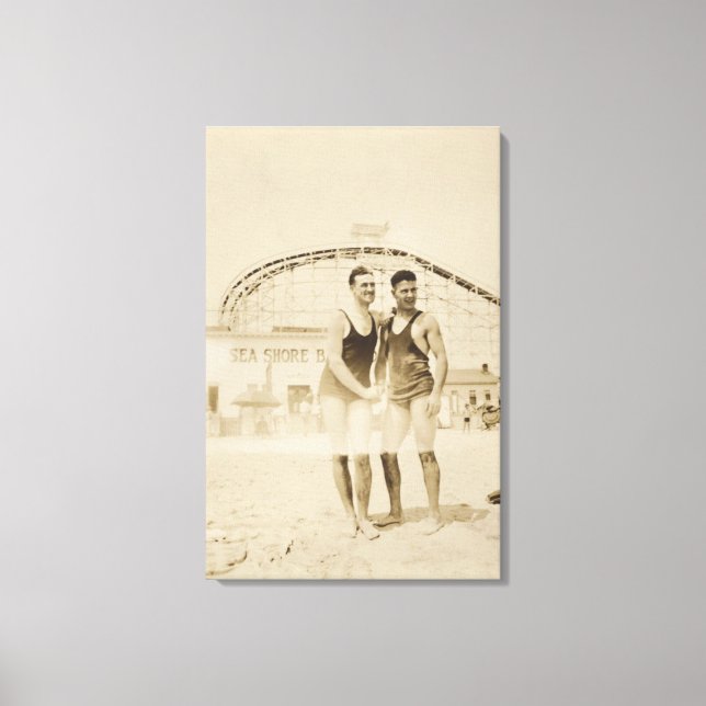 Männer am Strand Stehend Leinwanddruck (Vorderseite)