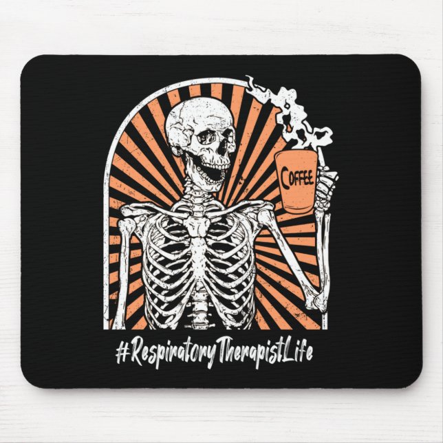 Männer Atemtherapeut Lebens Kaffee Skelett Mousepad (Vorne)