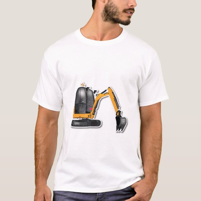 Männer Basic T-Shirt mit witzigem Bagger-Motiv (Vorderseite)