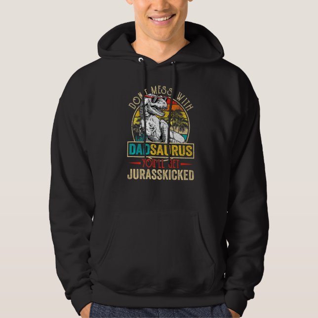 Männer bedrückten Dadsaurus Dinosaur Rex Vatermann Hoodie (Vorderseite)