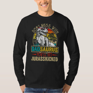 Männer bedrückten Dadsaurus Dinosaur Rex Vatermann T-Shirt