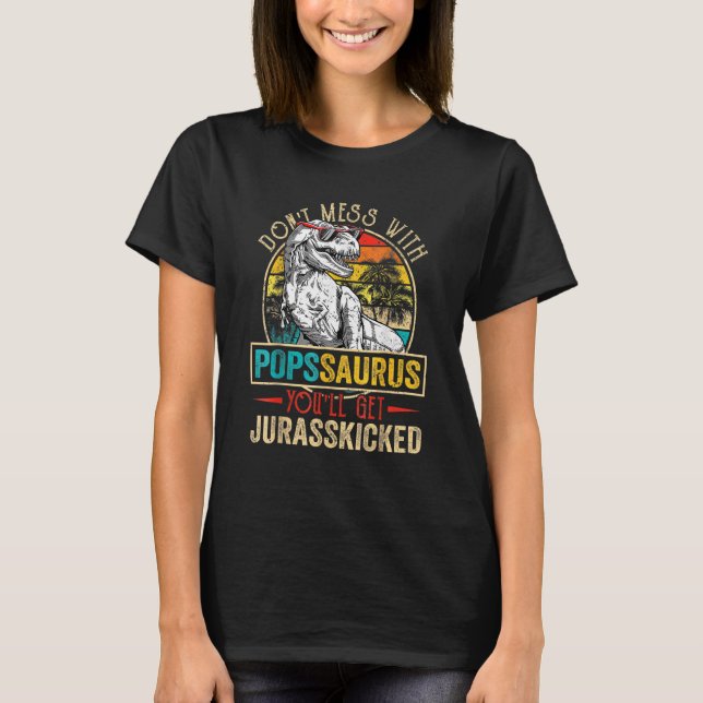 Männer bedrückten Popssaurus Dinosaur Rex Vater T-Shirt (Vorderseite)