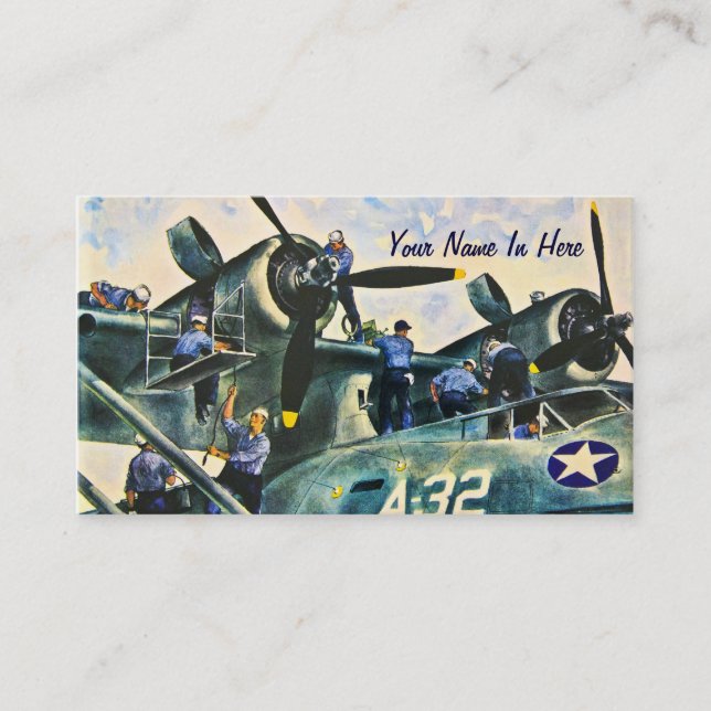 Männer bei der Arbeit Vintag Visitenkarte (Vorderseite)