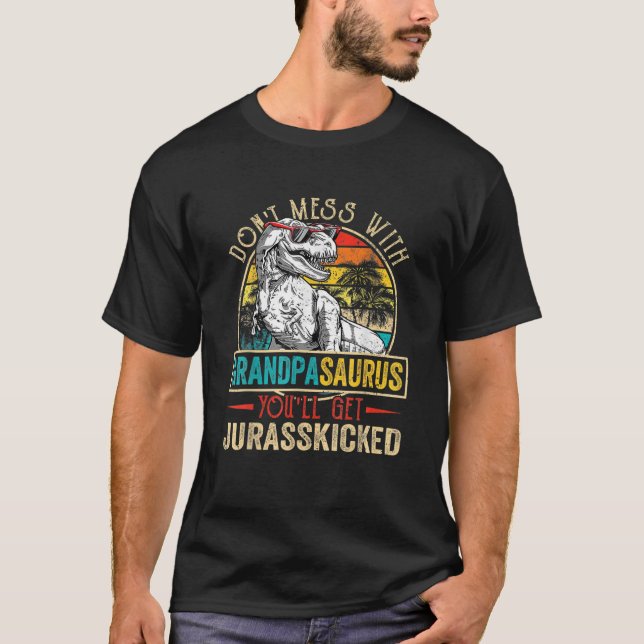 Männer bekümmert Grandpasaurus Dinosaur T Rex Vate T-Shirt (Vorderseite)